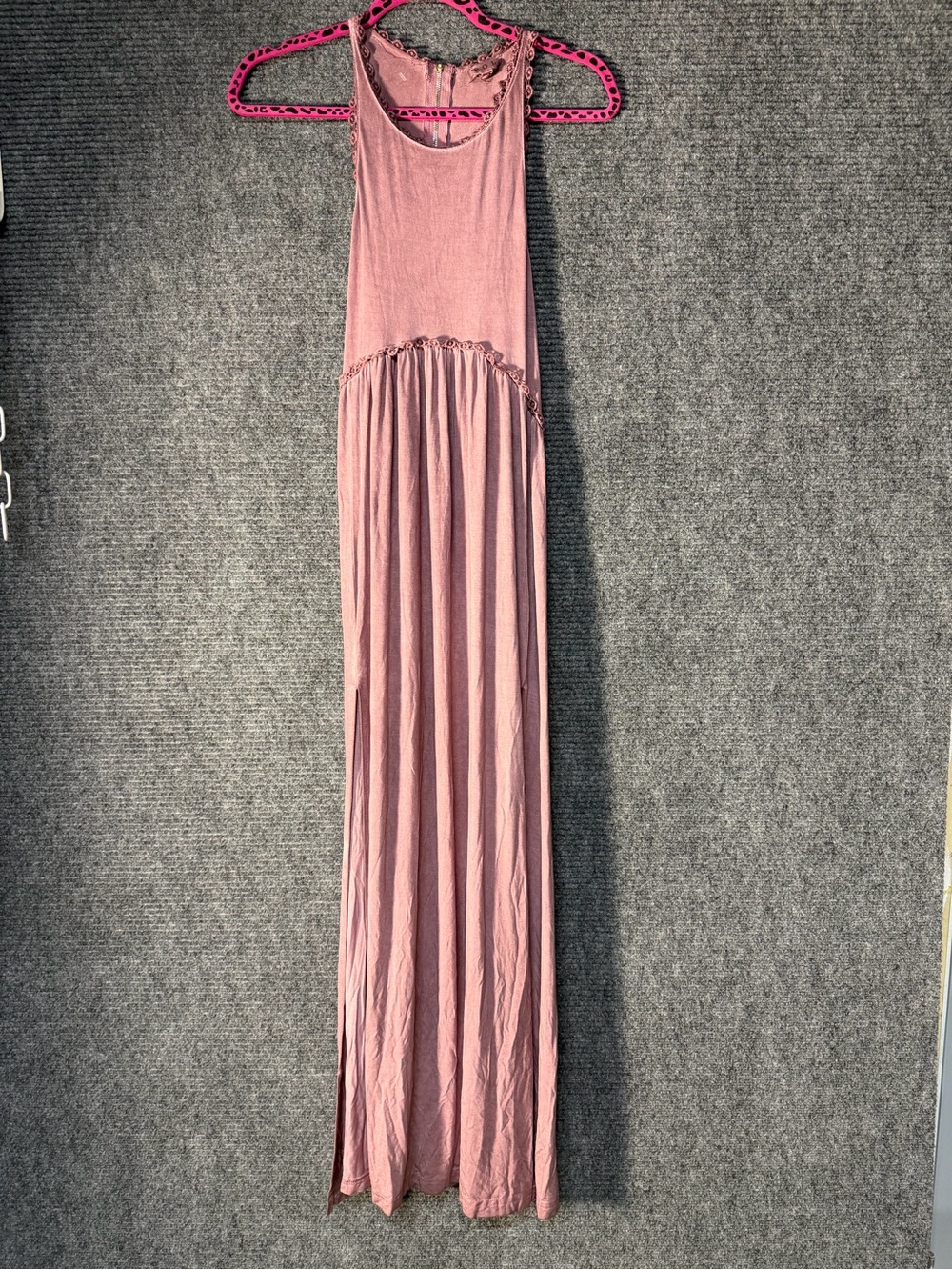 POL Sleeveless Dusty Rose Maxi Dress with Lace Accent boho western boutique  sm